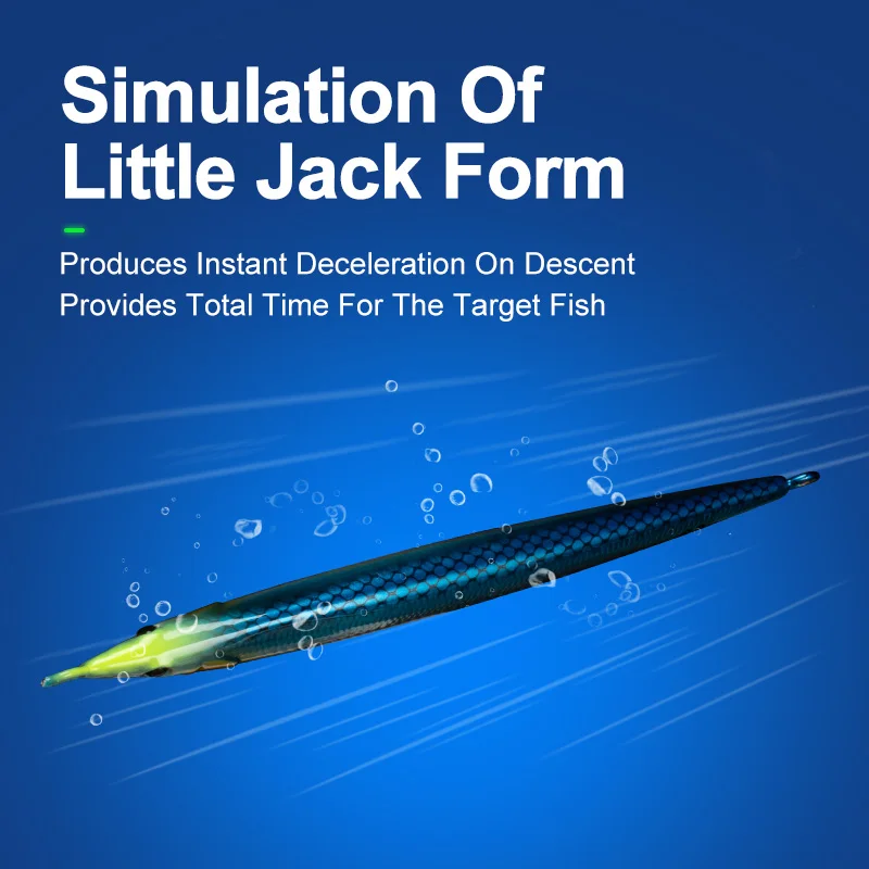 OBSESSION-señuelo de pesca de lápiz japonés, 3D señuelo de plantilla, Little Jack UV luminoso, curricán, hundimiento, agua salada, atún de lubina, 60g, 80g, 100g - imagen 4