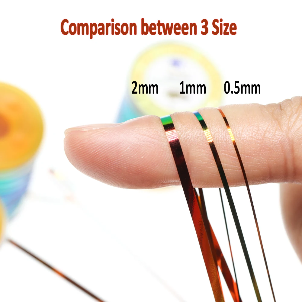 Wifreo oropel naranja de pavo real, oropel de Mylar de 2 tonos, materiales de atado de moscas de cuerpo plano metálico duradero para zumbador, nebulizadores de Ninfa - imagen 3