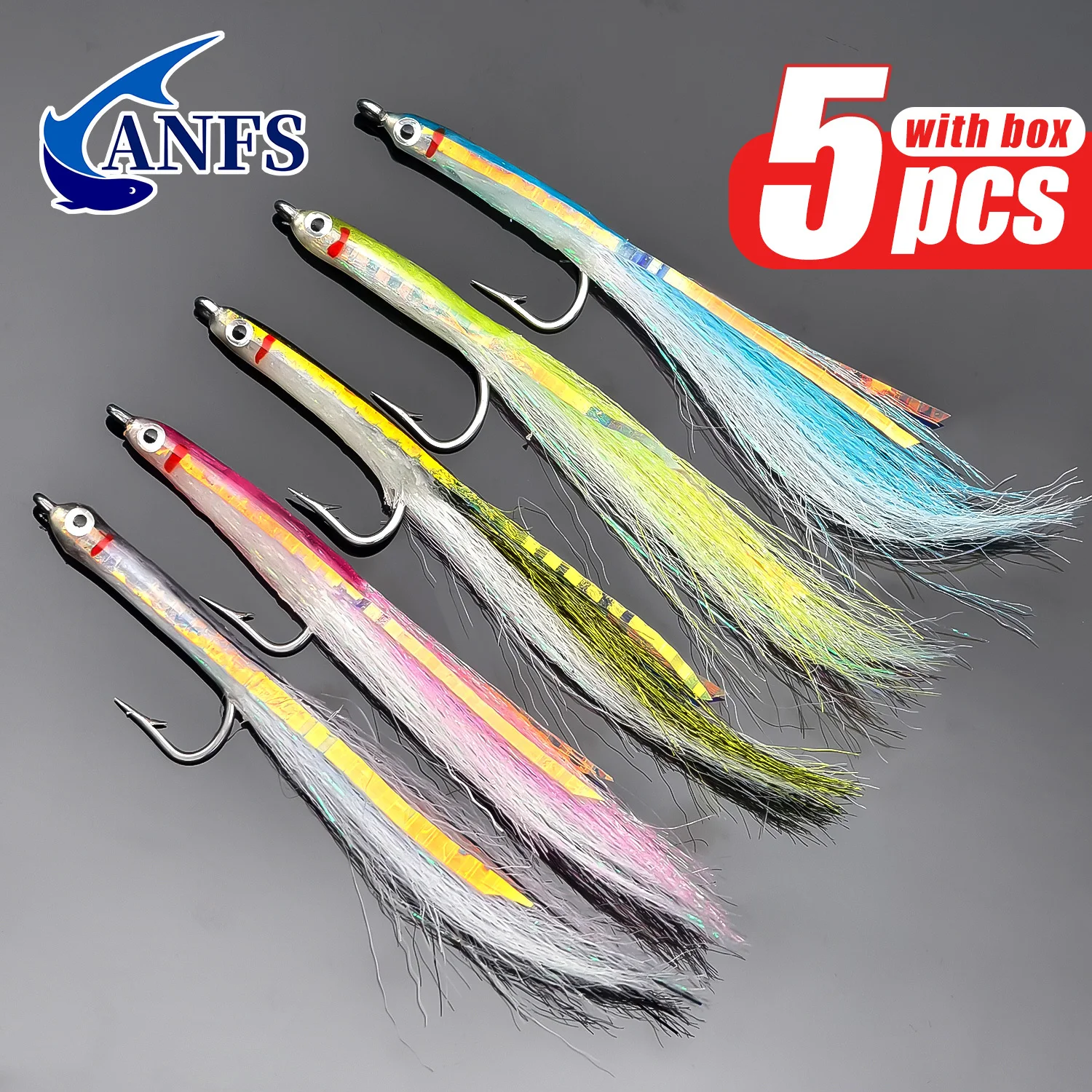 ANFS 5 uds. Dulces de Surf de moscas de agua dulce de agua salada definitivas, moscas de agua salada para Lucio de trucha - imagen 5