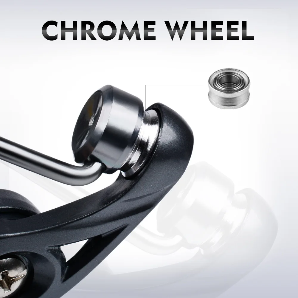 Carrete giratorio serie 1000 ~ 7000, relación de engranaje 5,2: 1, arrastre máximo de 22 libras, carrete de Metal de aleación de aluminio, carrete de pesca giratorio - imagen 5