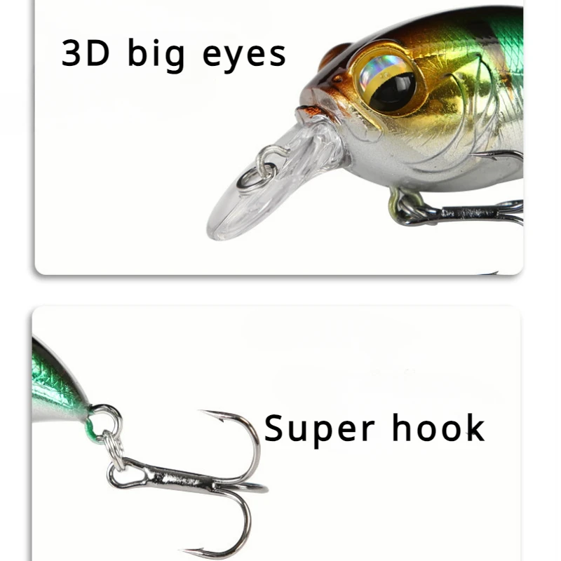 Rock Your Fishing Game con este señuelo de lubina de agua salada y Labridae, 38mm/8g, lengua corta mecedora, gordito para luz de largo alcance - imagen 4