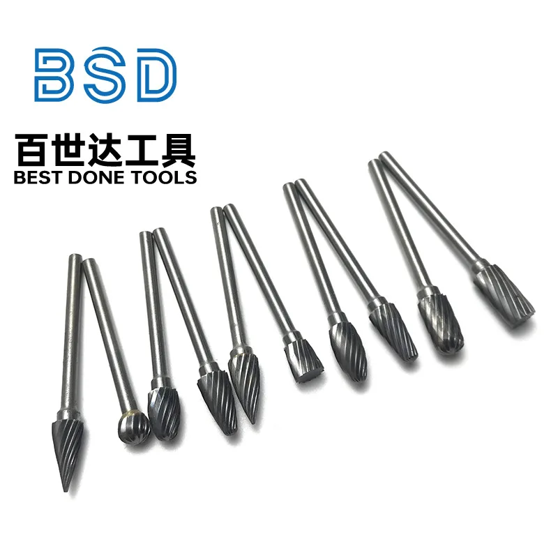 Lima rotativa de carburo de tungsteno Zhuzhou de 3 × 6 mm, 10 piezas (grano simple/doble) - Cabezal de fresado de grabado para carpintería - imagen 4