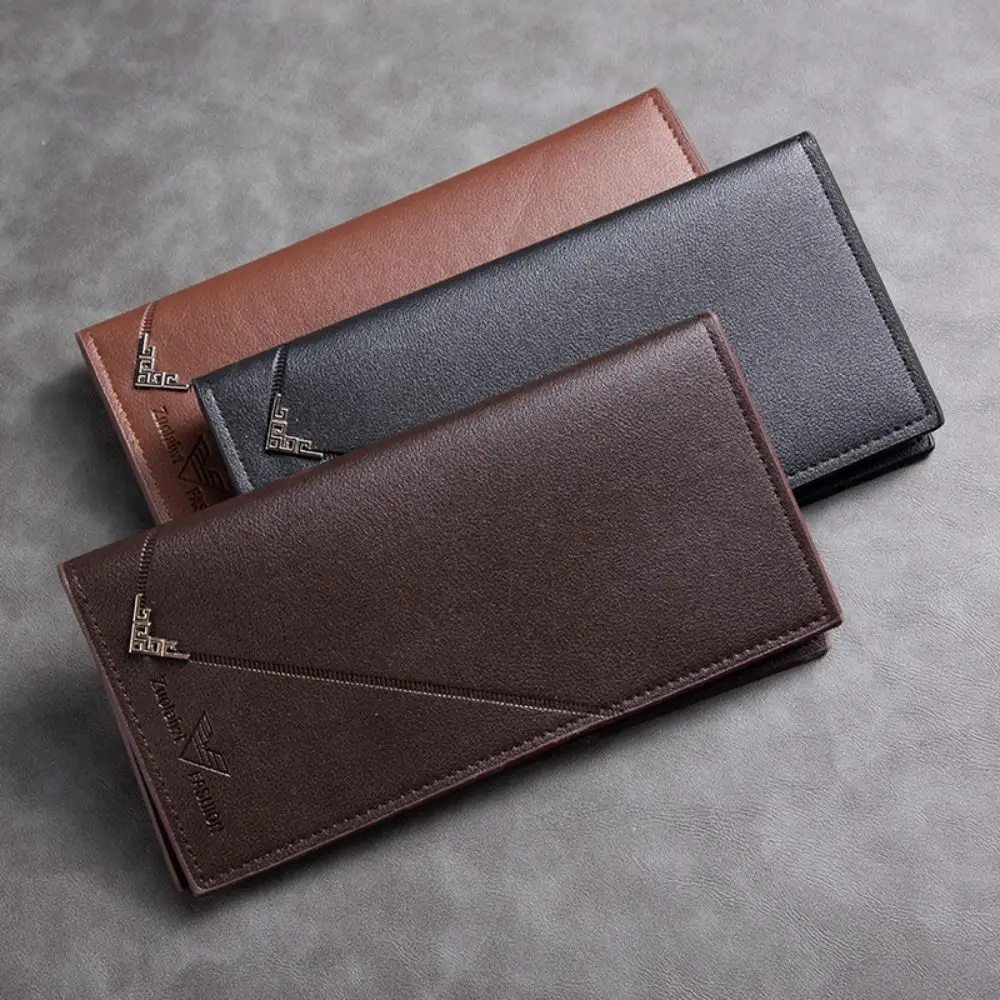 Cartera larga de cuero suave para hombre, billetera delgada con múltiples tarjetas, monedero de bolsillo de gran capacidad, nueva moda - imagen 2