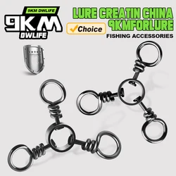 Aparejos de pesca giratorios de 3 vías, 9KM, 25 uds., agua salada, acero inoxidable, conector de Señuelos de Pesca giratorios de tres vías, aparejo de pesca al curricán