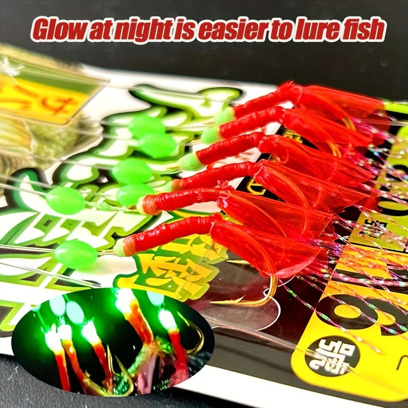 Conjunto TAKBAS de 5 Piezas de Sabiki Luminosos para Pesca en Agua Salada - Pre-Atados con Cuentas Luminosas y Señuelos de Insectos Biónicos, Ideales para Caballa, Merluza, Bacalao y Más - Tamaños 4# a 20# - imagen 3