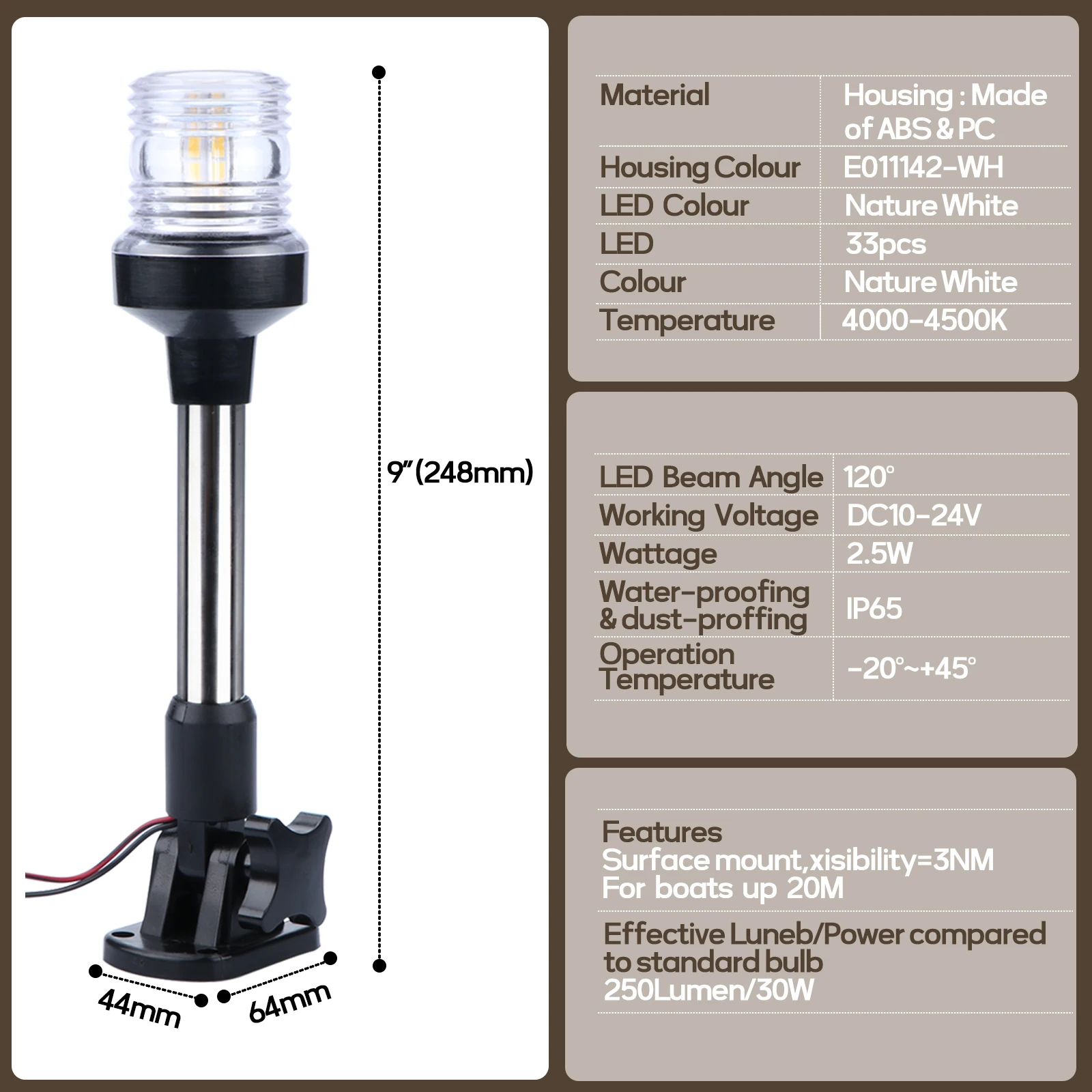 Lámpara LED plegable 12V para navegación y señalización de embarcación - imagen 2