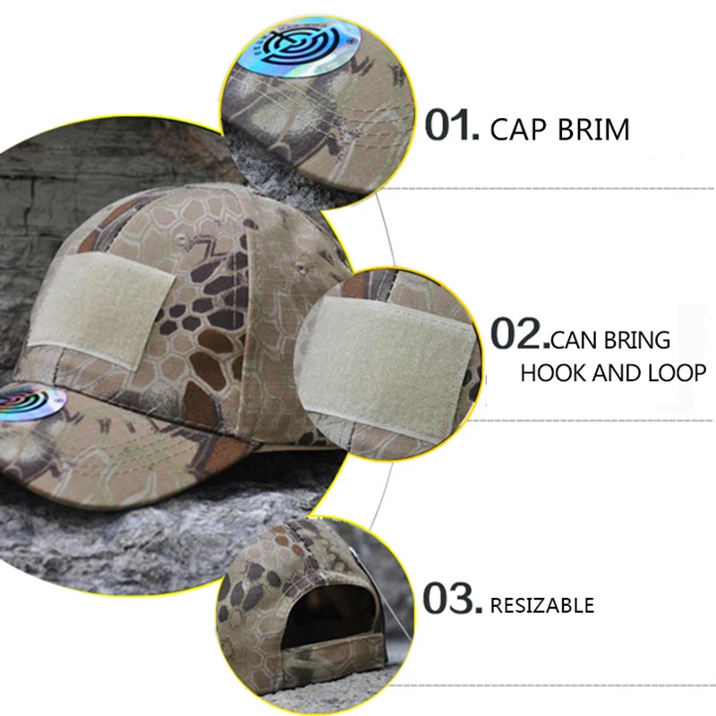 Gorra de béisbol táctica protectora solar ajustable, gorro de camuflaje militar, camu, airsoft, caza, camping, senderismo y pesca - imagen 3