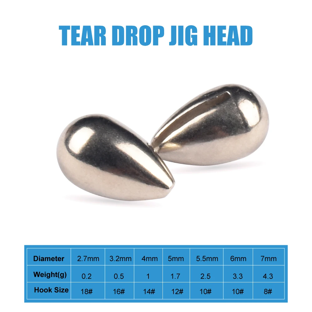 Elite TG 20pcs Ice Fishing Jig Head Primary Color Without Hook,2.7mm-7mm Tear Drop Winter Pike Lure DIY Material Plain - imagen 4