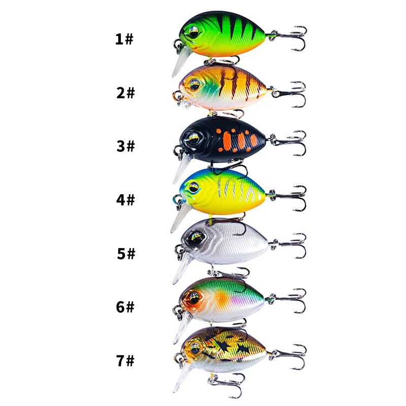 Señuelo de Pesca con manivela de 7 piezas, 3,8 cm, 3,8g, Isca, cebo duro Artificial, Lucio, carpa, Crankbait, señuelos Topwater wobblers, aparejos de Pesca - imagen 4