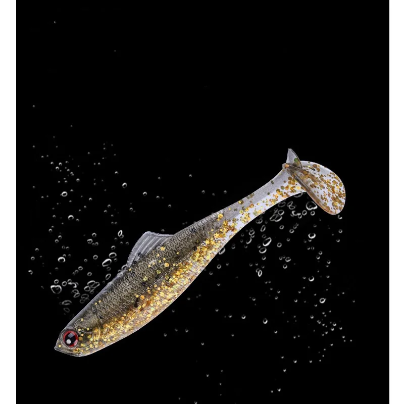 Señuelo de pesca con cola en T, cebo suave con tira blanca irritable, señuelo Artificial de hundimiento lento, gusano de 4-7cm, color negro, mandarín - imagen 5