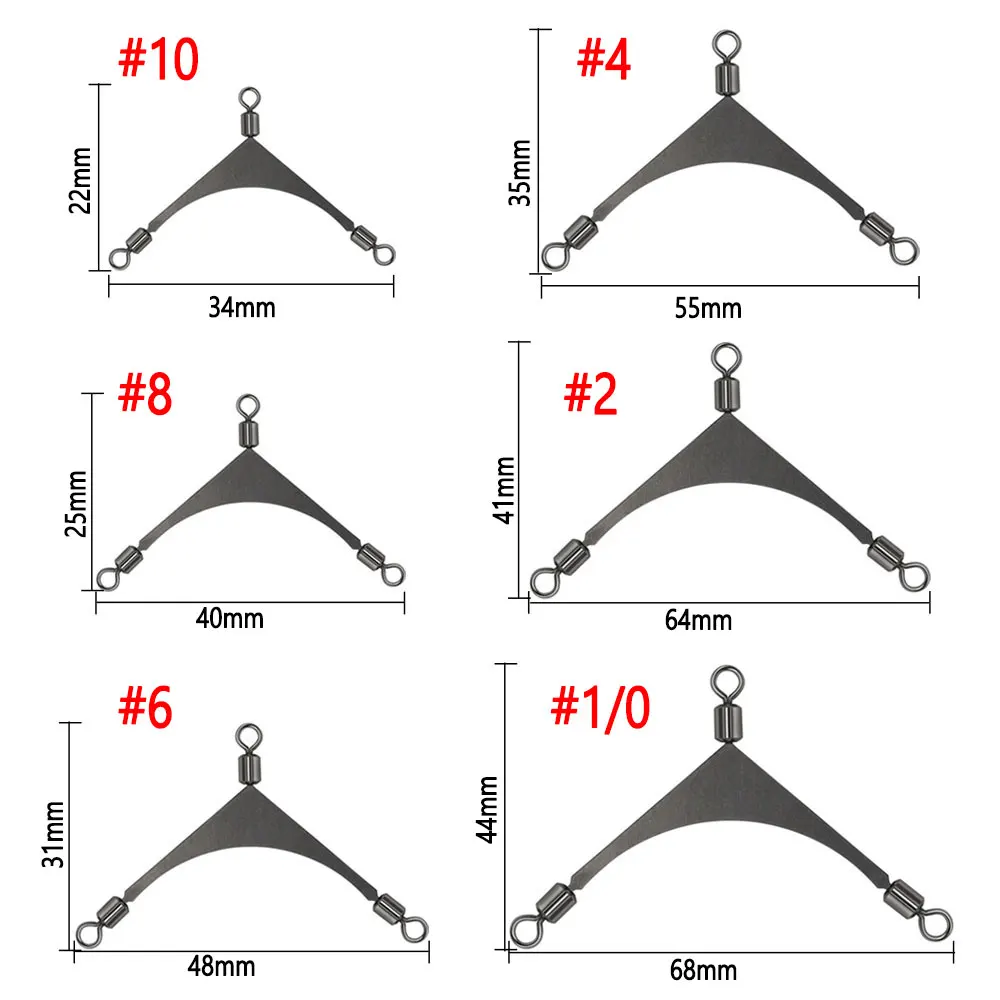 Bimoo, 10 Uds., poste rodante americano de 3 vías, giratorios, cabezal de anzuelo de pesca, conector giratorio, aparejos, señuelo giratorio, accesorios de pesca - imagen 2