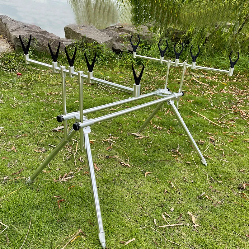 Caña de pescar de carpa retráctil ajustable con alarmas de mordedura de Pesca soporte de poste para 5 cañas de pescar herramientas de aparejos Pesca - imagen 2