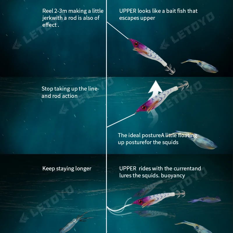 LETOYO-cebo de calamar flotante superior, plantilla de calamar luminosa, cebo Artificial, pie web, pulpo, egi, señuelo de pesca de mar de sepia - imagen 5