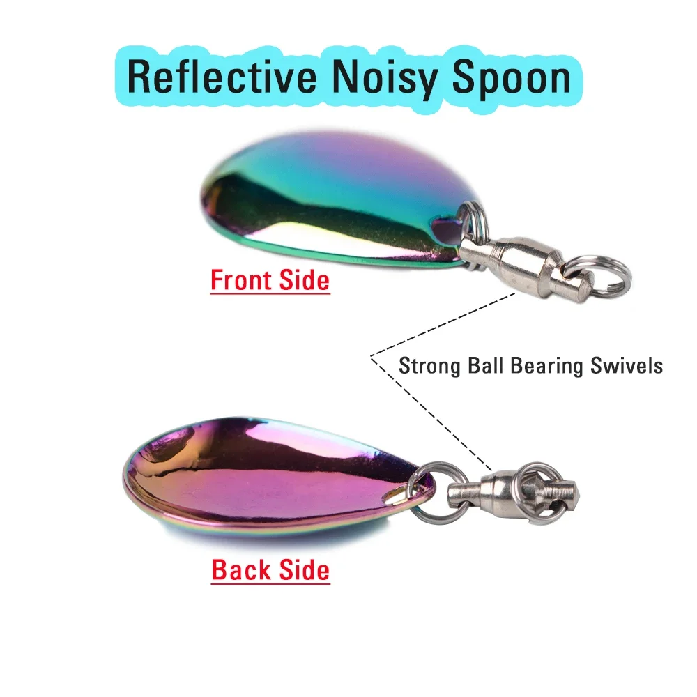 Wifreo, 10 piezas, accesorios de señuelo de cola Flash, cuchara ruidosa, Color deslumbrante reflectante, Spinner giratorio, VIB, Jigging, lápiz de pececillo adecuado - imagen 5