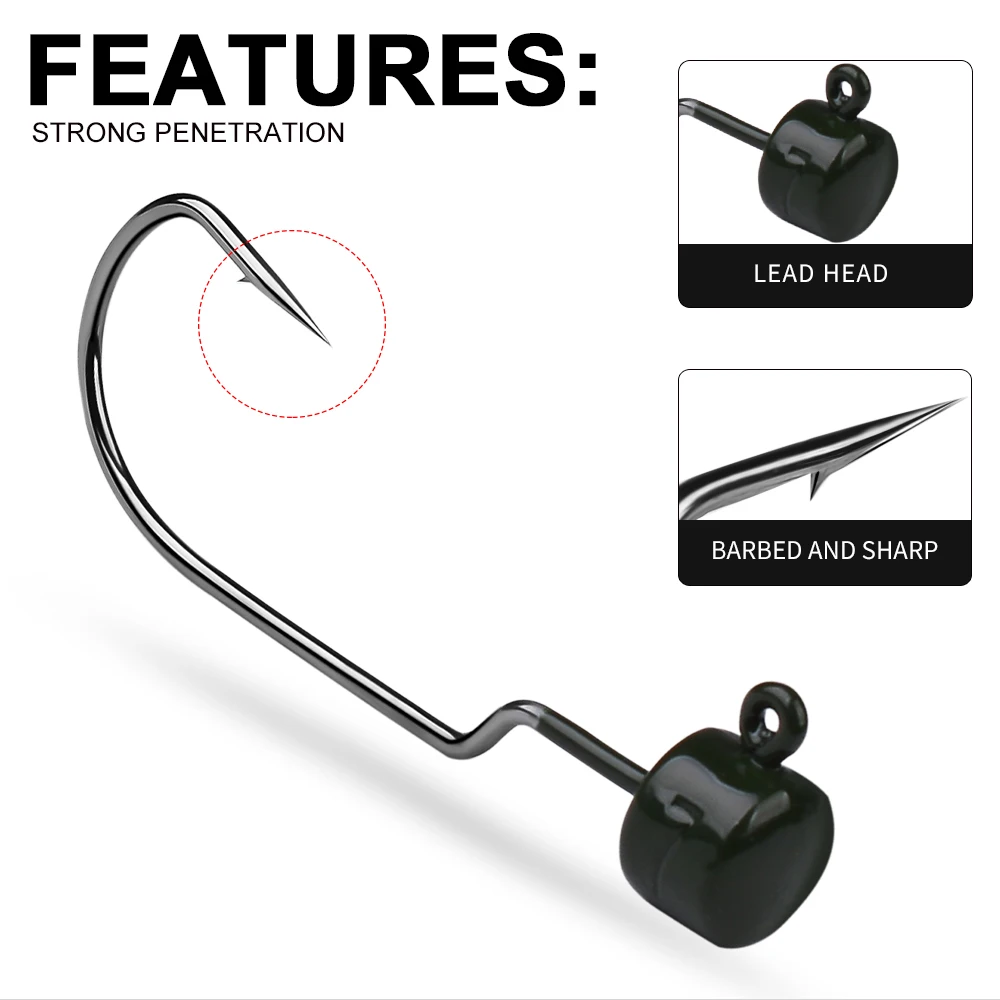 VALHALLA-anzuelos de Pesca de 50 piezas, anzuelos Jigging para cebo blando, trucha, gusano Artificial, 3,5g-5g-7g - imagen 5