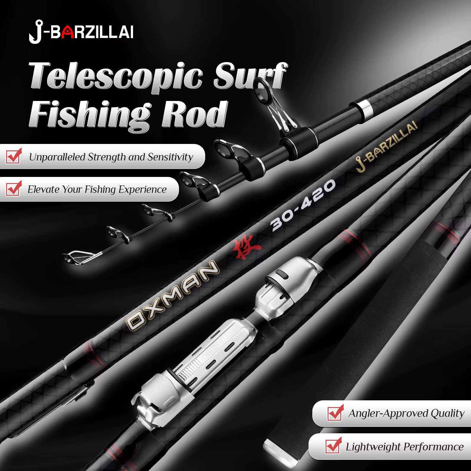 Caña Surfcasting Telescópica OXMAN – Carbono 30T para Pesca en Orilla - imagen 2