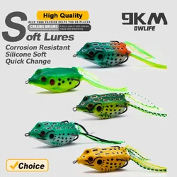 Señuelo rana topwater lubina cola horquilla PVC blando sin enganches