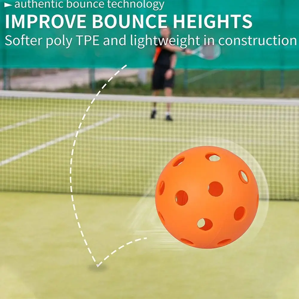 Pelotas de Pickleball portátiles de 26 agujeros, bolas de pepinillos equilibradas de alto rebote con bolsa, pelota de competición resistente a grietas de PVC para interiores, 6 uds. - imagen 3