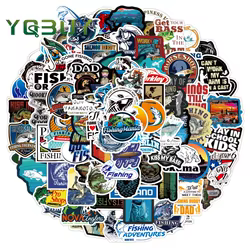 100 Uds. Pegatinas impermeables de pescador Go Fishing para maleta, congelador, calcomanías de decoración DIY, pegatina para coche