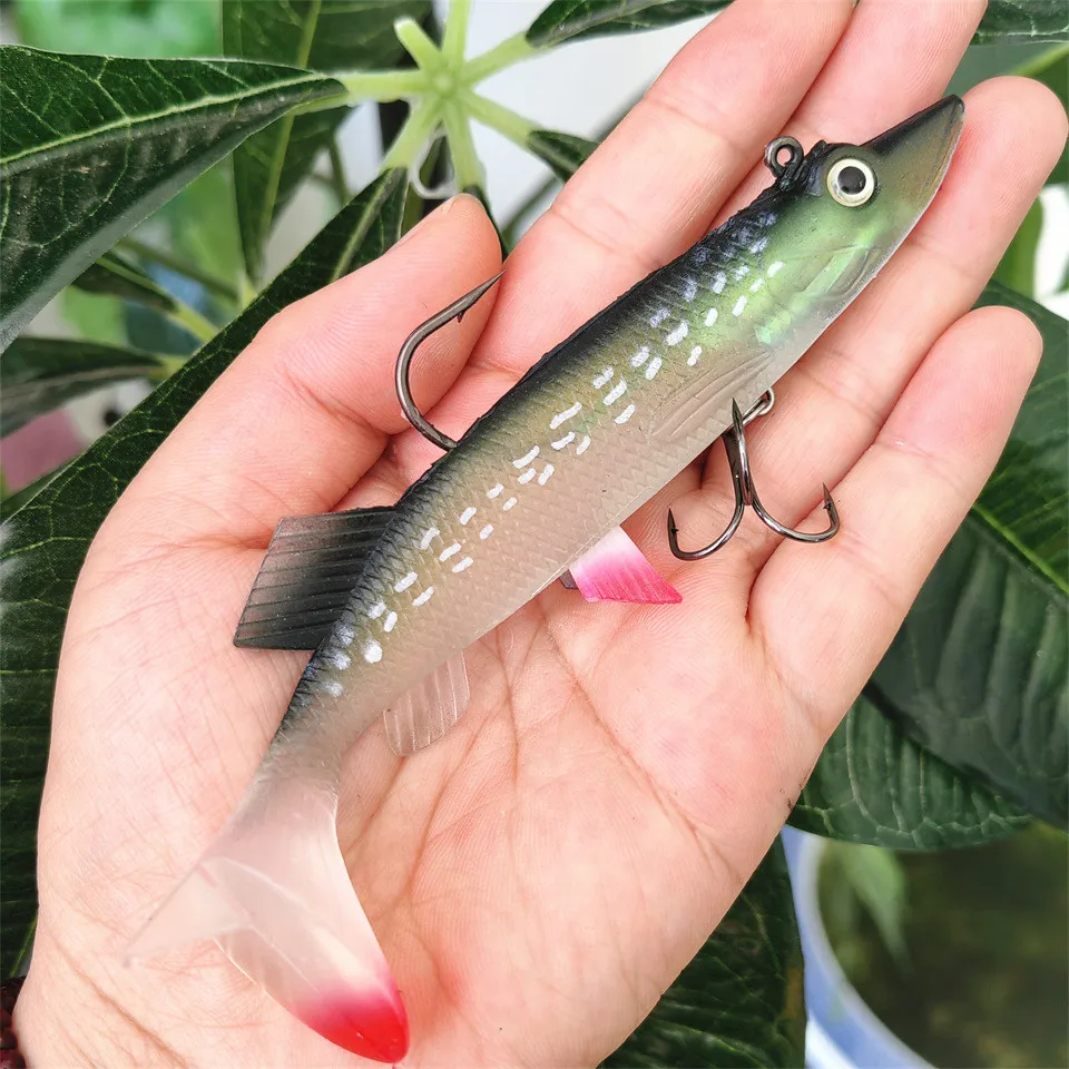 MUKUN jig Head-señuelo de Pesca suave, cebo de goma Artificial, Swimbait, Wobbler, 130mm, 30g - imagen 5