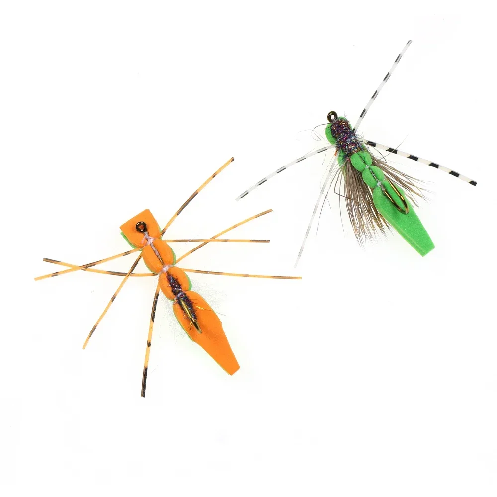 ICERIO 6 uds pesca con mosca espuma saltamontes mosca seca Rrubber piernas pelo de ciervo flotante Morrish Hopper trucha lubina salmón Señuelos de pesca - imagen 5