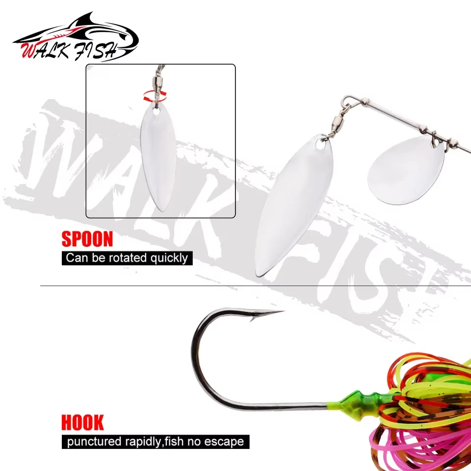 WALK FISH-señuelo de pesca de 10g, 15g, 20g, cebo giratorio, barba con flecos, muleta de aleación para hombre, Lucio, pecado, Spinnerbait - imagen 5