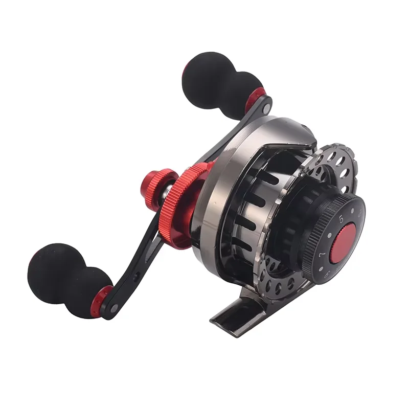 Carrete de balsa totalmente metálico Lizard con mango de carrete de aleación de aluminio y soporte de pie, relación de velocidad 2,6:1, rodamiento 6+1 - imagen 5