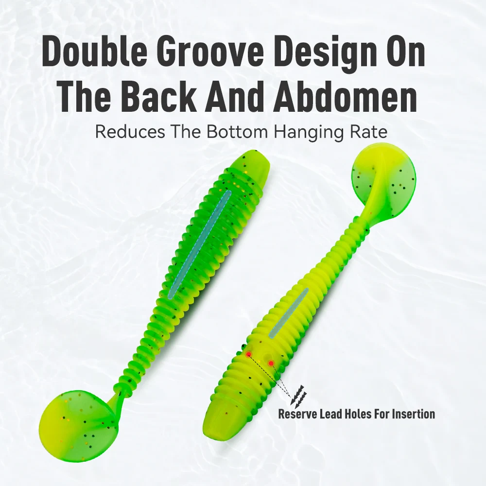 KINGDOM-Señuelos de Pesca blandos de cola en T de rosca de tornillo, cebo Artificial de PVC de acción de hundimiento, 0,37g, 0,8g, 1,3g, 20 unids/lote por bolsa - imagen 5