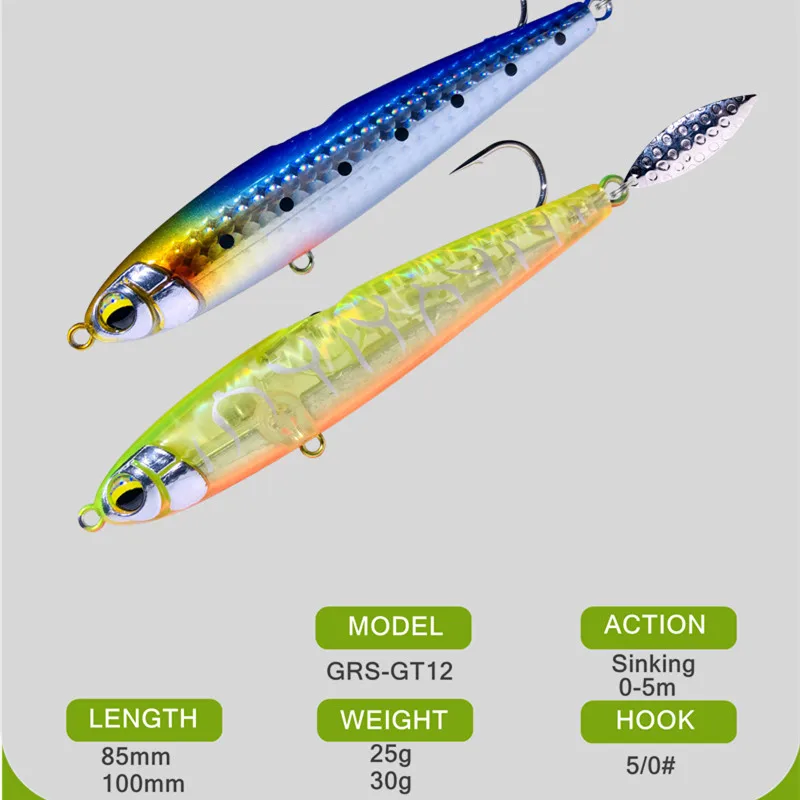 GREENSPIDER-señuelo de Pesca de Mar, cebo de lentejuelas que se hunden, 80mm, 25g, 85mm, 25g, 100mm, 30g - imagen 2