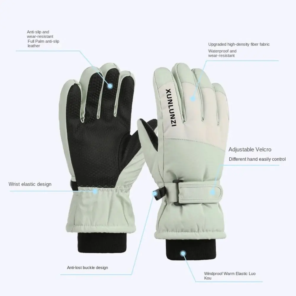 Nuevos guantes de esquí cálidos de invierno para niños, manoplas antideslizantes a prueba de viento para deportes al aire libre, guantes gruesos para Snowboard y ciclismo para niños - imagen 2