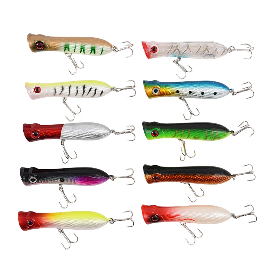 10 Uds Topwater Popper Crankbaits juego de Señuelos de Pesca Wobblers para Lucio Trolling cebos artificiales duros Kit Swimbait aparejos de pesca - imagen 2