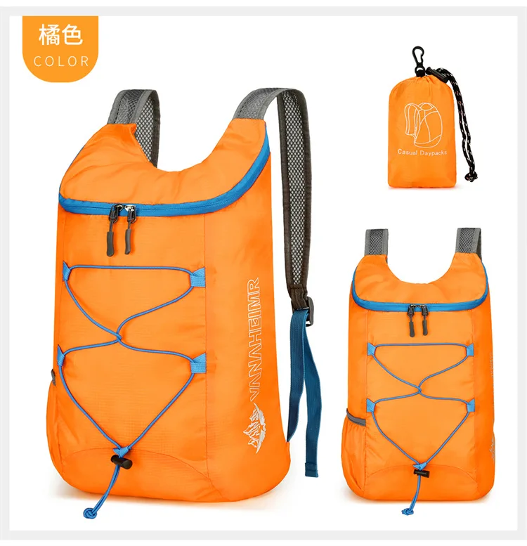 Compact y vibrante Esta mochila naranja es perfecta para su próxima aventura
