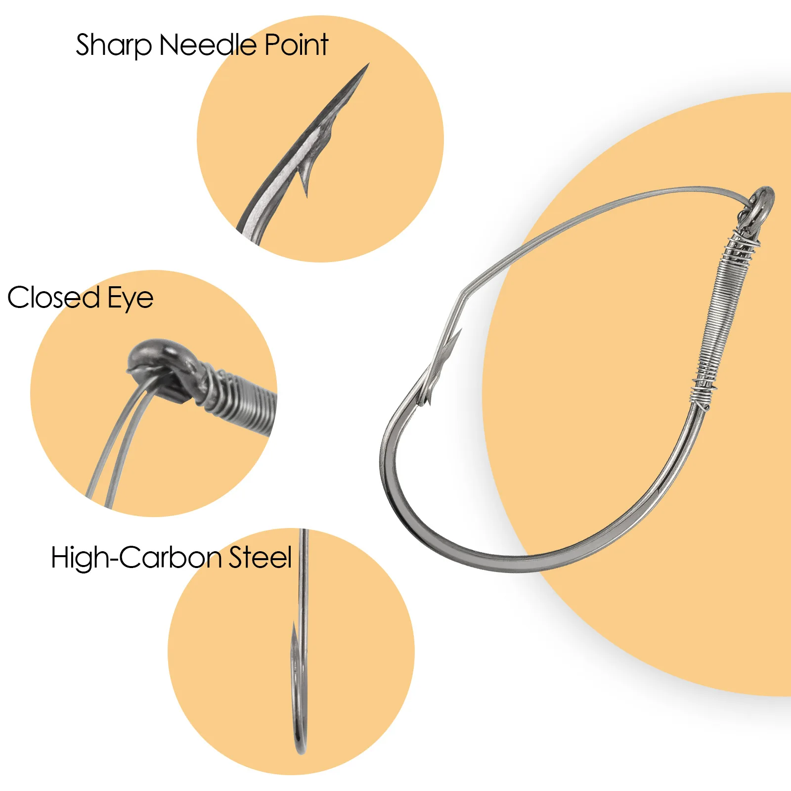 10 Uds. Anzuelos de aparejo loco, anzuelo de pesca con púas sin malezas, espacio ancho para cebos de gusano, aparejo de Carolina, aparejo de caída, aparejo Neko, señuelo para lubina - imagen 5
