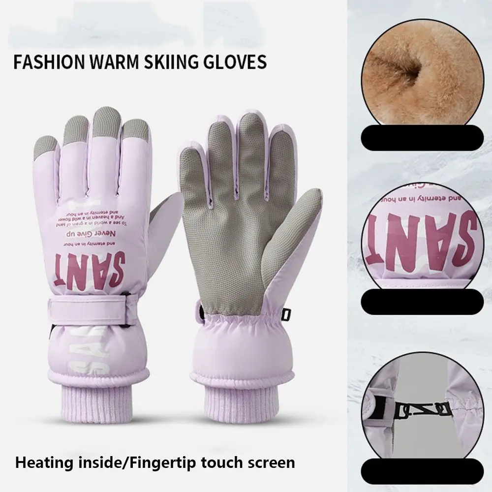 Guantes de esquí a prueba de viento para mujer, resistentes al agua, cálidos, para invierno, ciclismo, esquí, resistentes al frío, antideslizantes, para Snowboard y exteriores - imagen 2