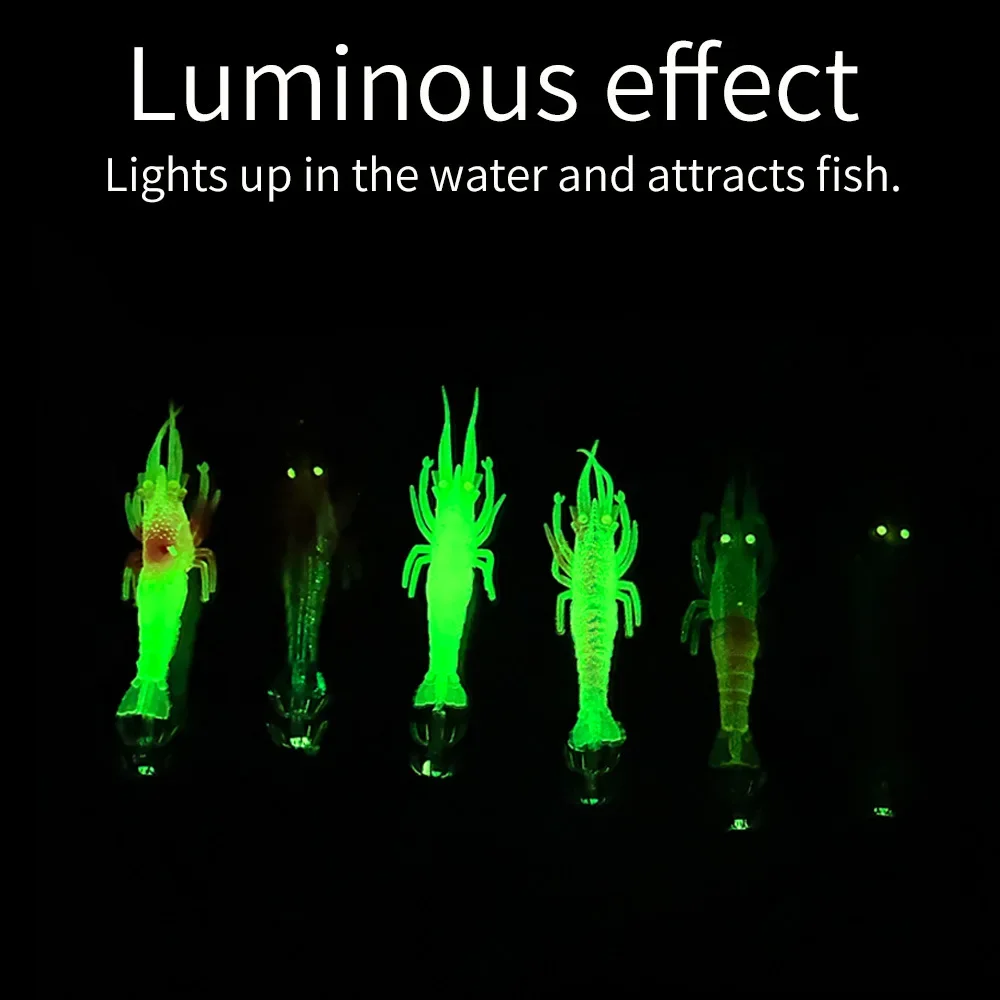 Señuelo de Pesca suave de 11cm y 10g, anzuelo de calamar de camarón suave, cebo Artificial brillante, anzuelo de pulpo y Sepia, aparejos de Pesca, 1 unidad - imagen 4