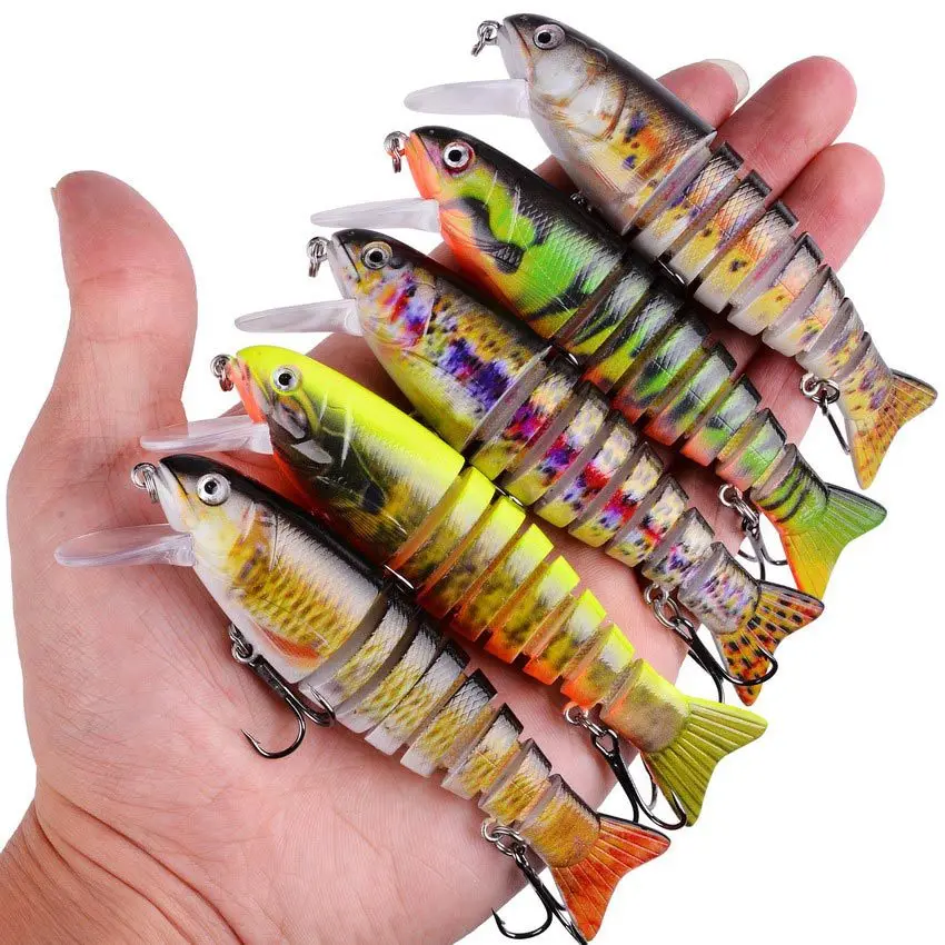 Señuelos de pesca duros de lubina de mar de múltiples secciones ojos 3D 1 Uds Crankbaits Minnow Swimbait cebo duro falso Wobblers artificiales aparejos de carpa - imagen 3