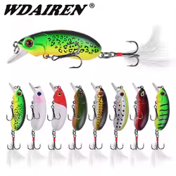 Señuelo de pesca de pececillo que se hunde, 6cm, 10g, Wobblers de plástico, cebo duro Artificial con 8, 1 ud. #   Ganchos de plumas para Crankbaits Pike Bass