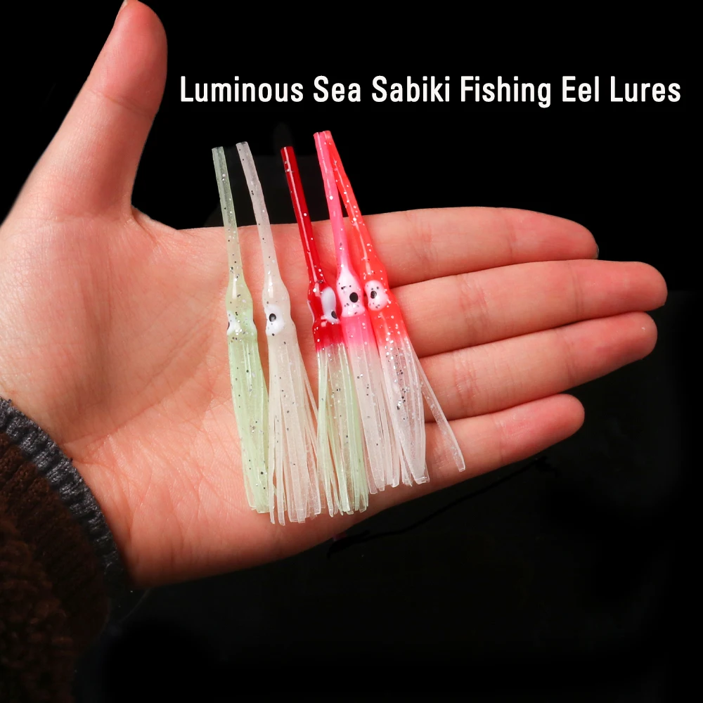Wifreo-SEÑUELOS luminosos de mar Sabiki, anguila de pesca de boca larga con forma de aguja, falda de pulpo, señuelo de calamar, cebo de Jigging suave de agua salada, 10 piezas - imagen 5