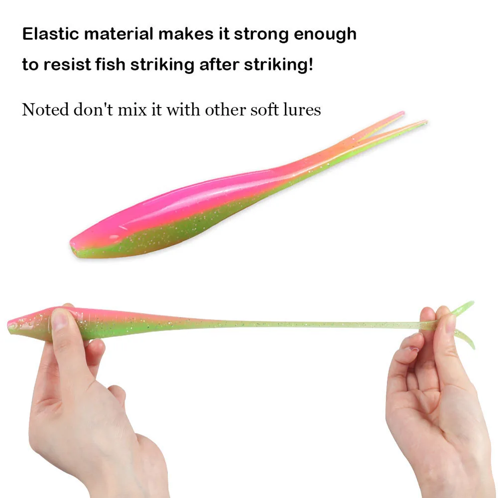 JOHNCOO-señuelo de pesca con cebo blando flotante, 3 uds., 180mm, cola dividida en forma de V, Swimbait, gusano, aparejos de pesca de agua dulce - imagen 3
