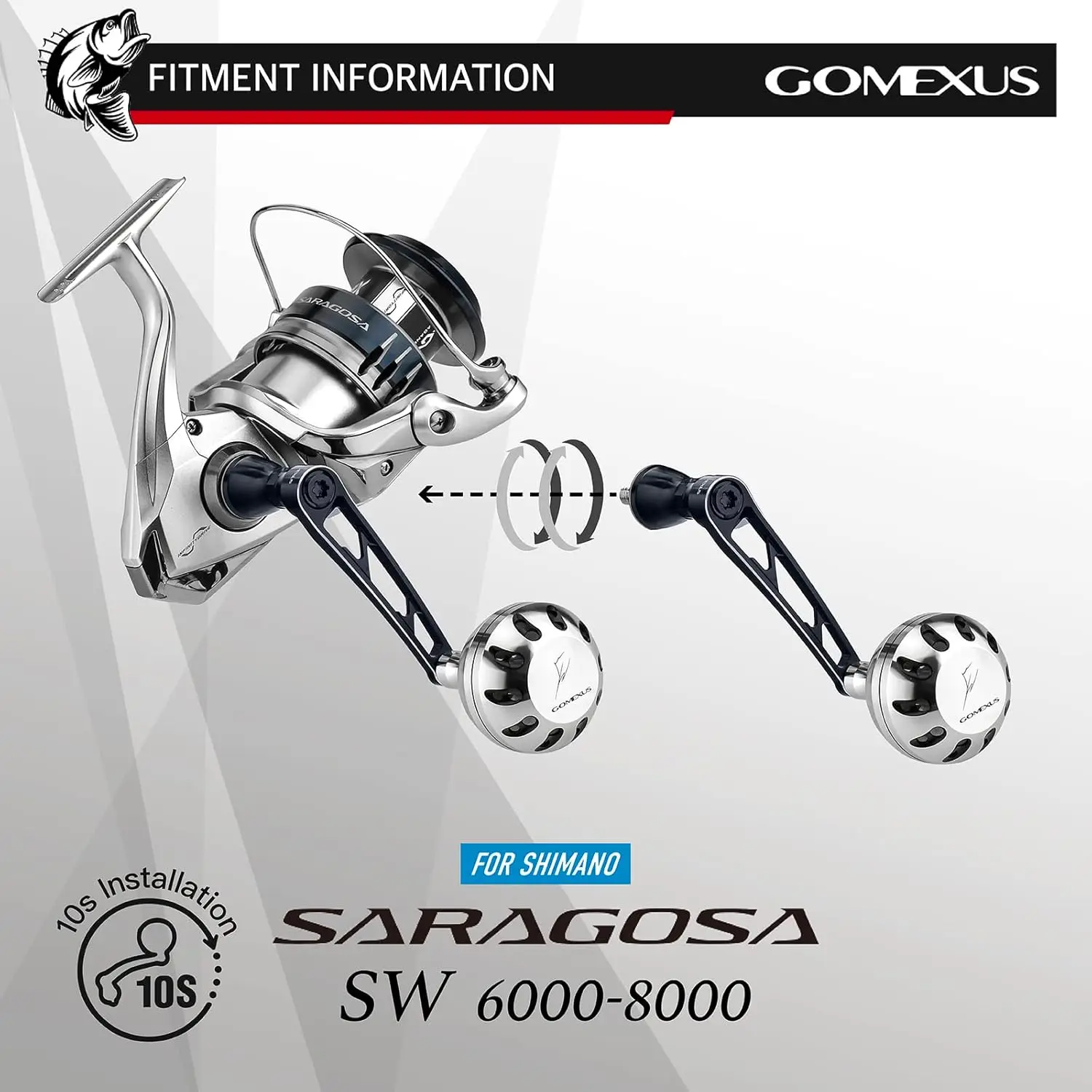 Manija de alimentación GOMEXUS de 70 mm con perilla de 45 mm compatible con Shimano Saragosa SW 5000 6000 - imagen 3