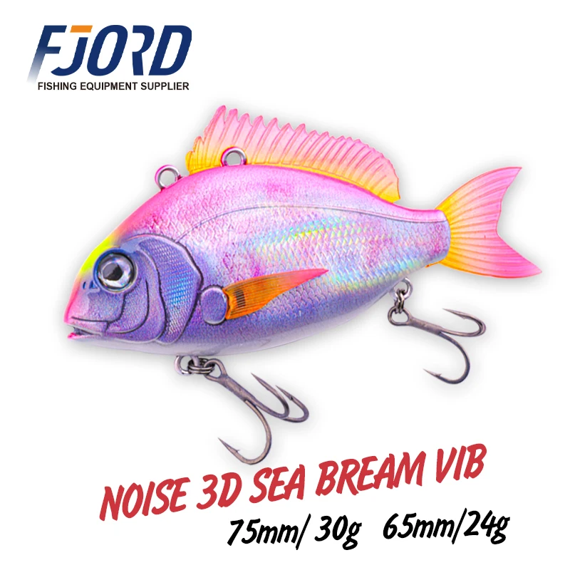 FJORD 3D Sea Bream VIB 65mm 24g 75mm 30g señuelo de pesca que se hunde ruido voz vibración Swimbait fundición larga cebos duros artificiales - imagen 2
