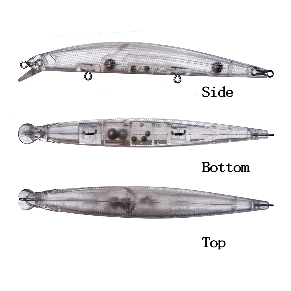 Chan'sHuang-Cebo en blanco sin pintar, Wobbler flotante de fundición larga, sonajero, pececillo, aparejo de señuelo de pesca Artificial hecho a mano, 20 piezas - imagen 3