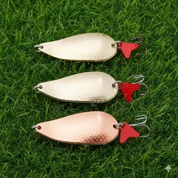Señuelo de Pesca con cuchara giratoria de Metal doble, cebos duros con lentejuelas, ruido, Paillette, cebo Artificial con anzuelo triple, 8cm, 43g, 1 ud.