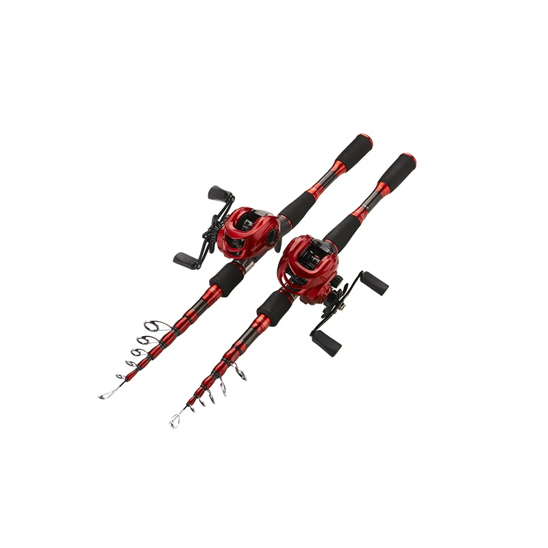 DEUKIO nuevo carrete de caña de pescar Combo 1,8 M 2,1 M 2,4 M caña de fundición de fibra de carbono y relación de engranaje 7,2: 1 carrete de Baitcasting - imagen 5