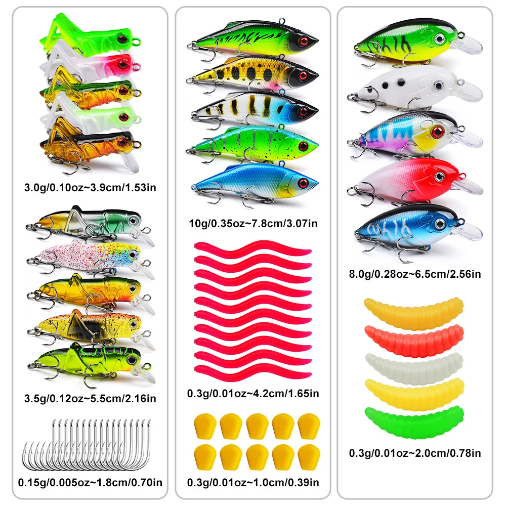 Juego de cebo de pesca de 141 Uds., juego de señuelos VIB de pececillo mixto, cebo falso de plástico, cebo de pesca biónico flotante para lubina, venta al por mayor - imagen 4