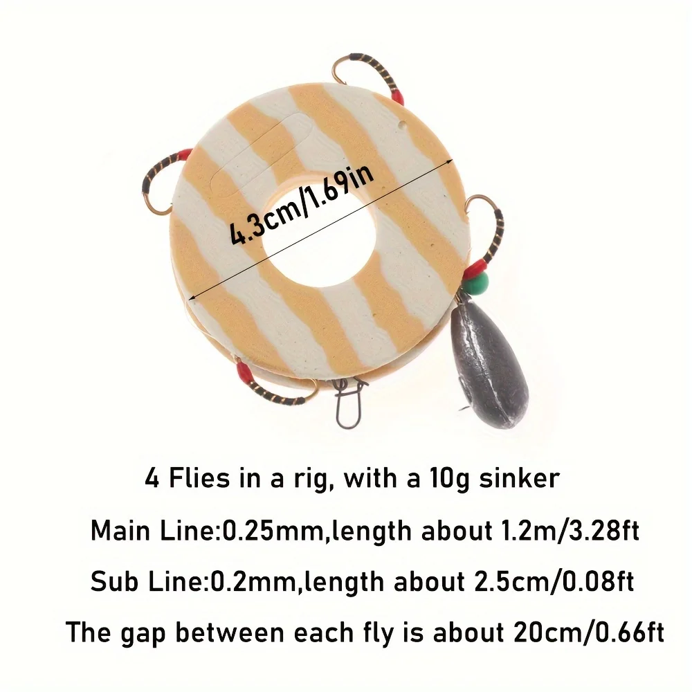 [2 paquetes] 4 Braches Sabiki Nymph Rig Bait Fish Catch Rigs con plomo y tablero de espuma EVA # 10 # 12 # 14 bacalao / pesca de merlán - imagen 3