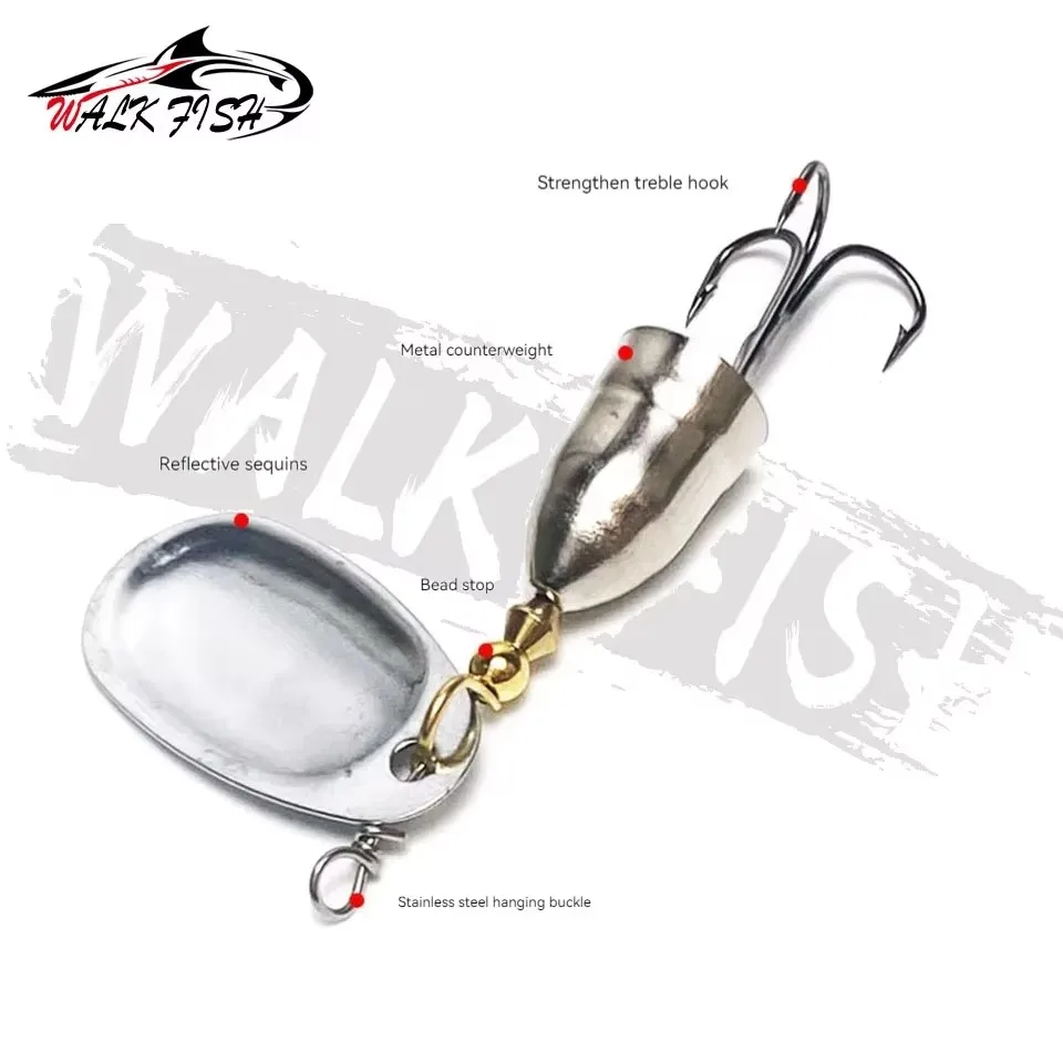 WALK FISH-cebo giratorio de 5g, 6g, 8g, 9g, 11g, señuelo de pesca duro, Color de lentejuelas compuesta, giratorio, gancho de tres libros de Metal de largo alcance - imagen 3