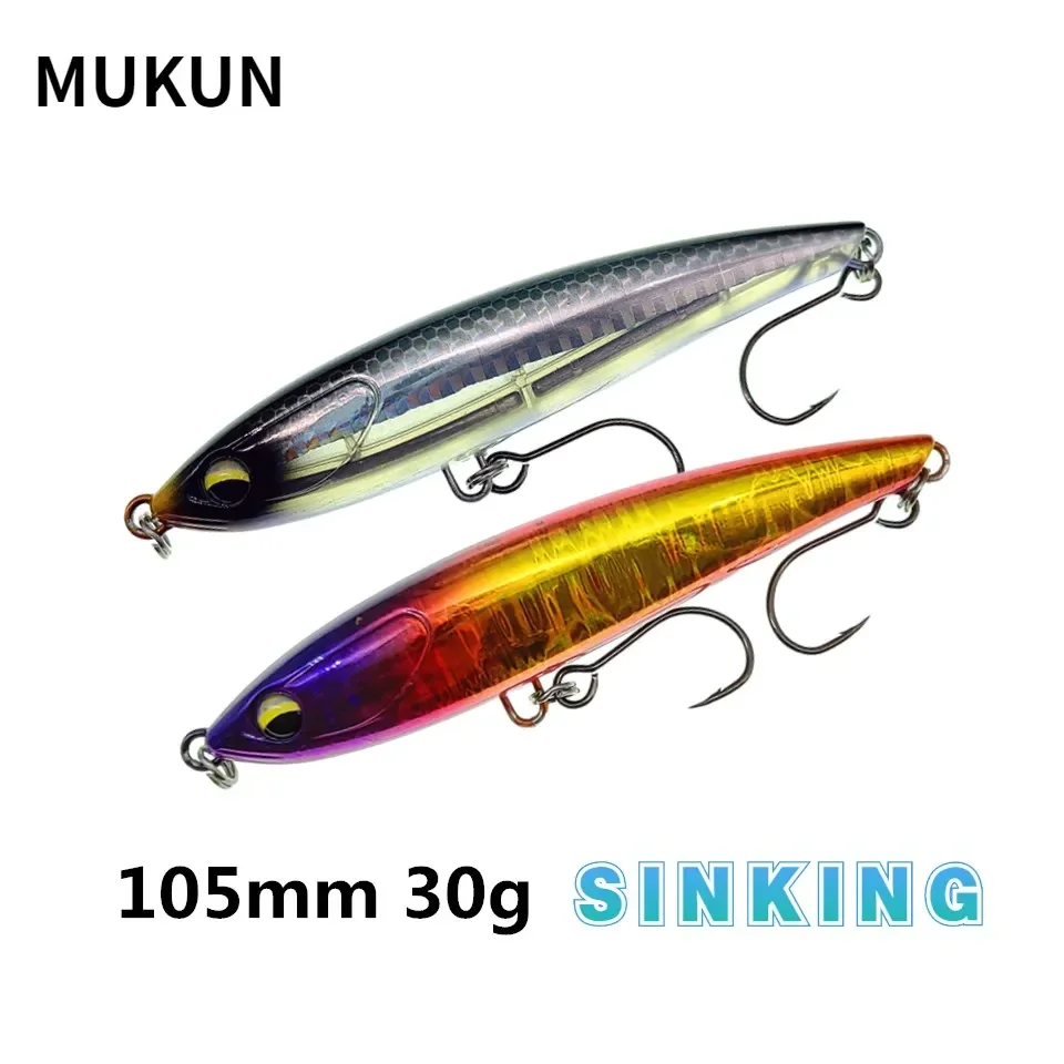 MUKUN-Señuelos de Pesca de lápiz que se hunden, cebos duros artificiales Wobbler de fundición larga, señuelo de pesca de agua salada de invierno, 105mm, 30g - imagen 2