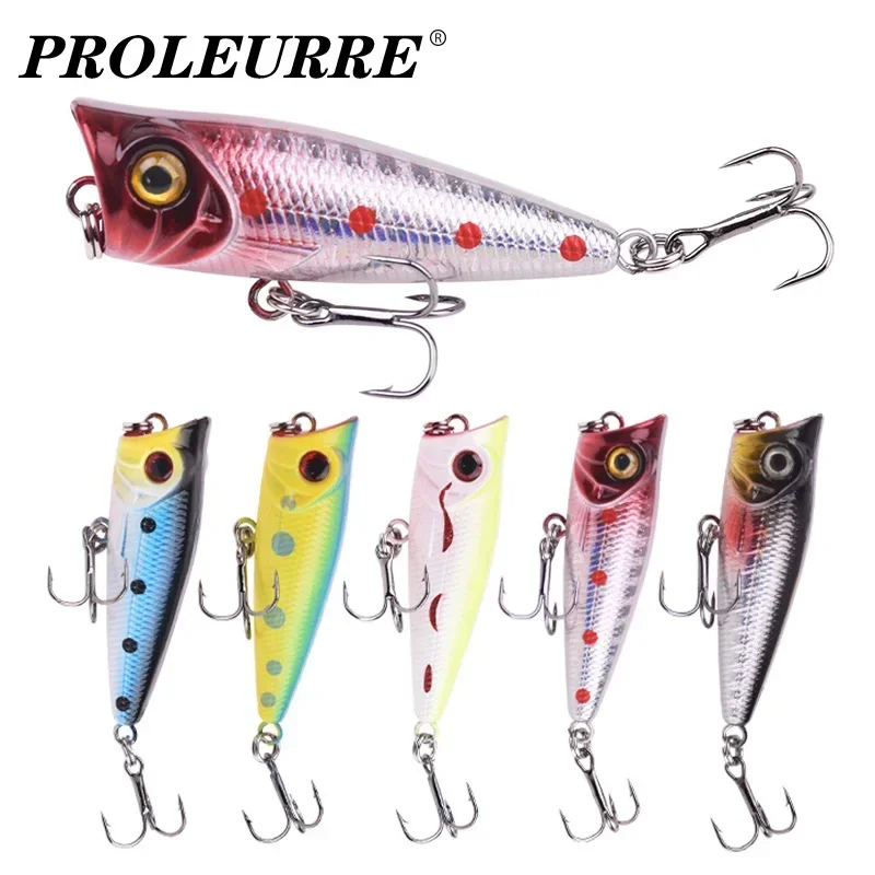 Señuelo de pesca Popper Topwater, 5cm, 4,5g, Wobblers de curricán, cebo Artificial duro de plástico con 10, 1 ud. #   Ganchos para Bass Pike Catfish - imagen 2