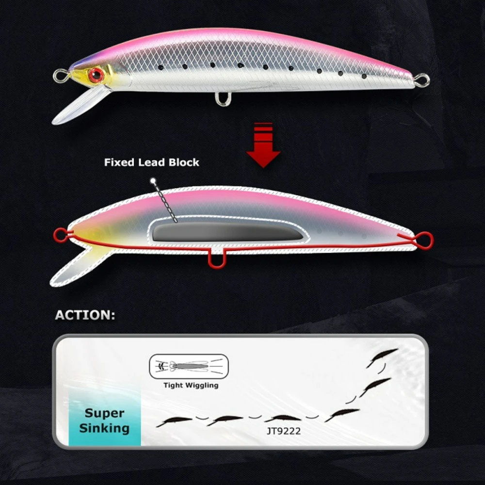 Minnow de gran peso con larga distancia de lanzamiento para pesca, señuelo de pesca de 42g/63g con apariencia realista y acción de hundimiento - imagen 5